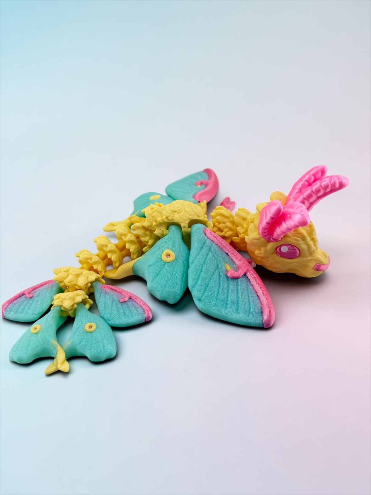 🌙🐉 Baby Luna Moth Dragon Flexi – 3D Printed Articulated Dragon