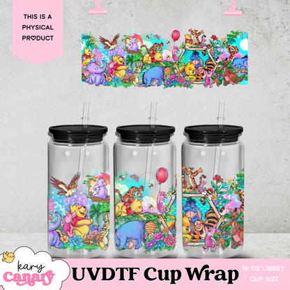 Pooh UVDTF Cup Wrap | 30oz Skinny Wrap | Waterproof UV DTF Transfer | Cute Honey Bear Design