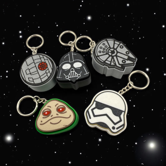 Galaxy Icons Clicker Keychains – Space Warrior, Trooper & Starship Set | Kawaii Fidget Keychains