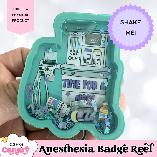 ✨ “Time for a Nap!” Anesthesia Badge Reel – Shaker Style with Glitter & Medical Icons ✨