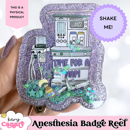 ✨ Anesthesia Shaker Badge Reel – Glitter Propofol Design for CRNA, SRNA, Anesthesia Tech ✨