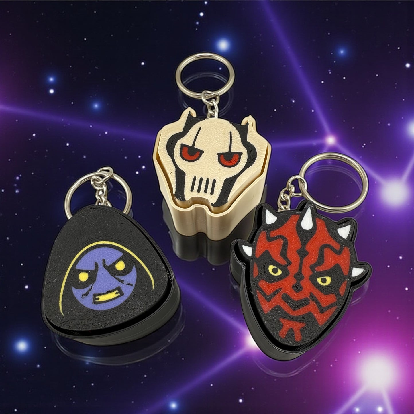 Galaxy Villains Clicker Keychains – Dark Side Trio | Kawaii Fidget Keychains