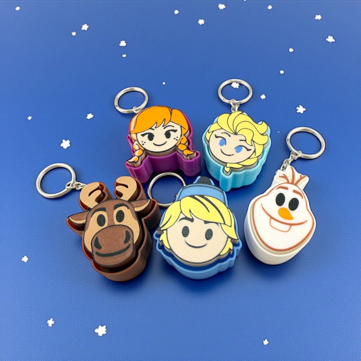 Ice Kingdom Clicker Keychains – Cute Winter Character Set | Fidget Keychains Inspired by Snowy Adventure