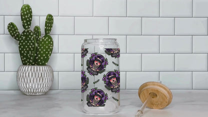 🕷️ Gothic Babe “Get a Grip” UV DTF Cup Wrap | 16 oz Libbey Glass Can | 9.7 x 5” | Alt Girl | Ready to Press Decal