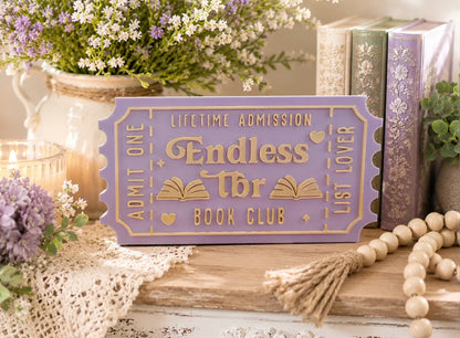Endless TBR Ticket - Book Lover Gift | 3D Printed Figurine | Cozy Bookshelf Display