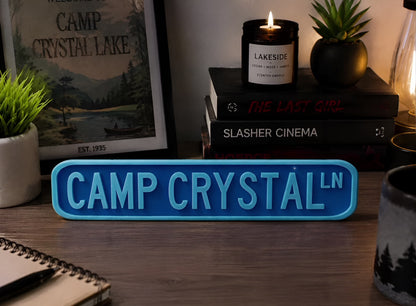 Camp Crystal Lake Inspired 3D Printed Sign | Horror Movie Decor | Desk Shelf Sitter