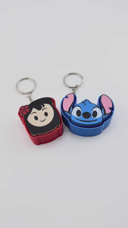 Island Duo Clicker Keychains – Cute Hawaiian Girl & Blue Alien Fidget Set | Kawaii Beach Vibes