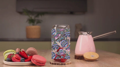 Book Therapy UV DTF Cup Wrap | 16 oz Libbey Glass Can | Pastel Book Lover Design | Ready-to-Press Wrap