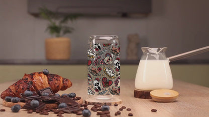 UV DTF Cup Wrap | Horror Romance “I’d Kill For You” Design | 16oz Libbey Glass Can Wrap | Spooky Cute Tumbler Decal | Valentine Goth Aesthetic