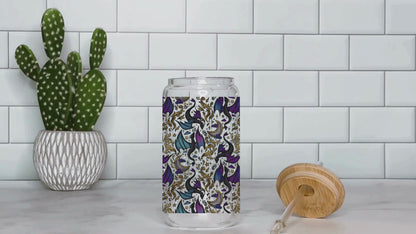 UV DTF Cup Wrap | Dragon Fantasy Design | 16oz Libbey Glass Can Wrap | Romantasy Tumbler Decal | Dragon Lover Aesthetic