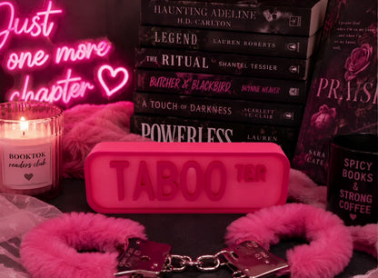 Taboo TBR Shelf Sitter – 3D Printed Dark Romance Decor | BookTok Shelf Sign Gift