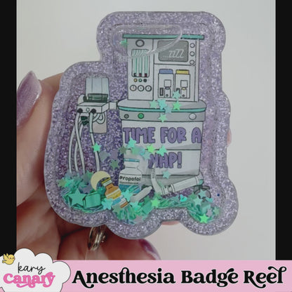 ✨ Anesthesia Shaker Badge Reel – Glitter Propofol Design for CRNA, SRNA, Anesthesia Tech ✨