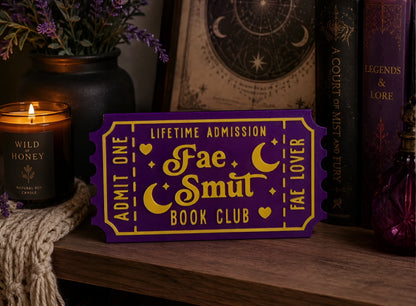 Fantasy Romance Decor | Fae Smut Book Club Shelf Sitter with Purple Gold Accents | Bookish Gift