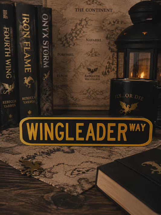 Wing Leader Way Sign – Fourth Wing Inspired Fantasy Bookshelf Decor | Dragon Reader Gift | Book Nook Sign
