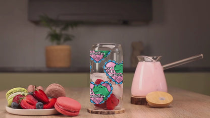 Cuntasaurus UV DTF Cup Wrap | 16 oz Libbey Glass Can | Sassy Dinosaur Design | Ready-to-Press Wrap