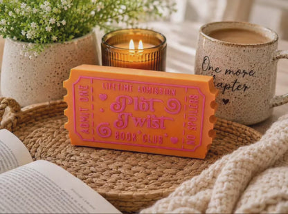 Bookish Decor - Plot Twist Shelf Sitter | 3D Printed Vintage Ticket | Reader Gift