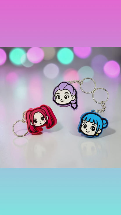 HUNTRIX Inspired 3D Printed Clicker Keychain | KPop Demon Hunters Fan Gift