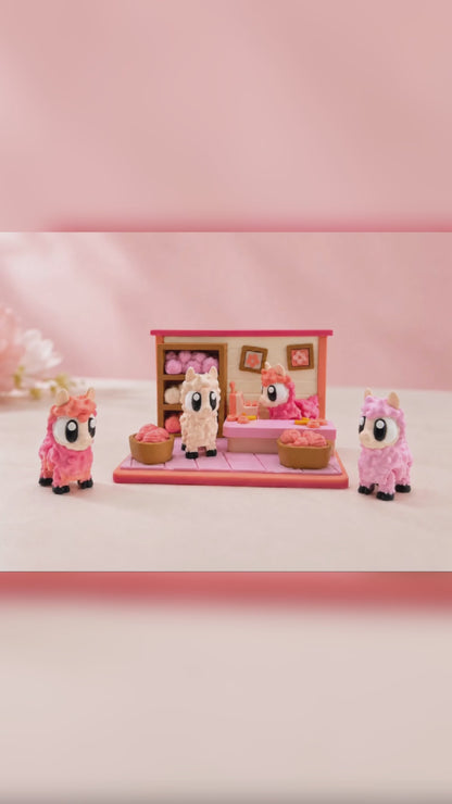 3D Printed Alpaca Yarn Shop Playset | Miniature Yarn Store with 3 Alpacas