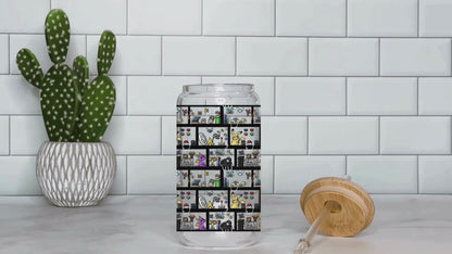 Retro Gamer Cup Wrap – 16 oz Libbey Glass Can UVDTF Glossy Waterproof Wrap