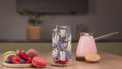 UV DTF Cup Wrap – 16 oz Libbey Glass Wrap | Vintage Floral Design | Ready To Press Whistledown