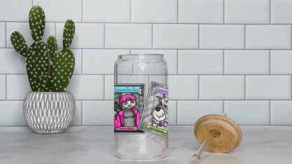 UV DTF Cup Wrap | Retro Parody Trading Card Design | 16oz Libbey Glass Can Wrap | 90s Nostalgia Tumbler Decal | Edgy Cartoon Aesthetic
