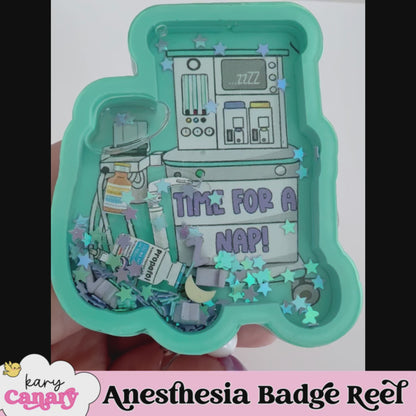 ✨ “Time for a Nap!” Anesthesia Badge Reel – Shaker Style with Glitter & Medical Icons ✨