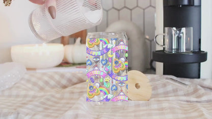 UV DTF Cup Wrap | Pastel Spooky Ouija Design | 16oz Libbey Glass Can Wrap | Cute Witchy Tumbler Decal | Kawaii Halloween Aesthetic