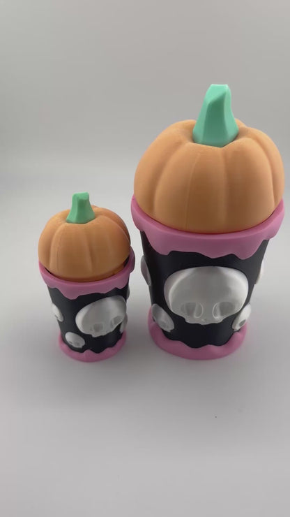 3D Printed Halloween Skull Pumpkin Container | Pink Goth Storage Pencil Cup | Cute Spooky Decor