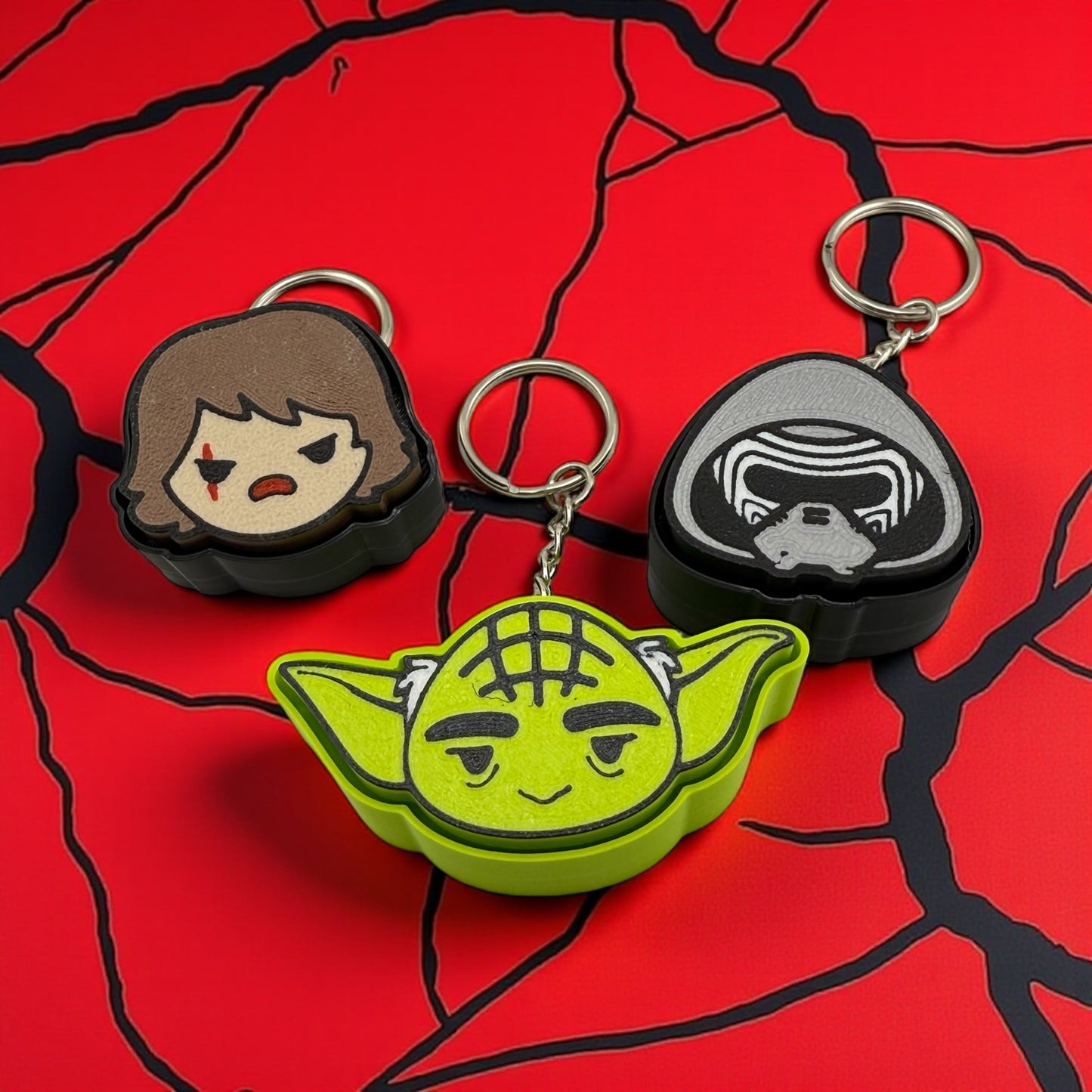 Galaxy Force Clicker Keychains – Jedi, Villain & Wise Master Set | Kawaii Fidget Keychains