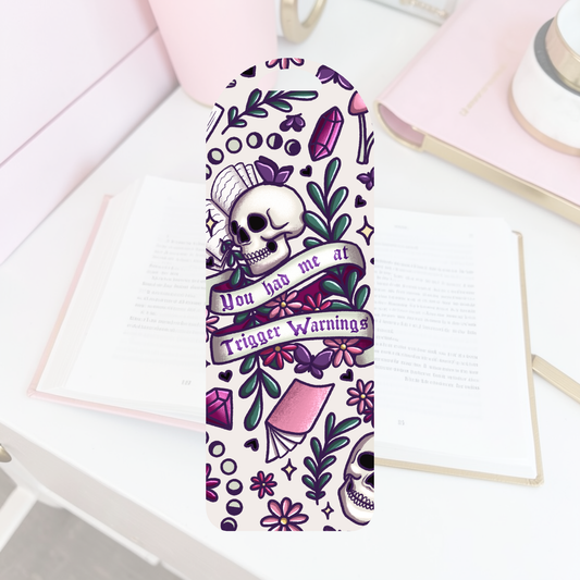 Trigger Warnings Bookmark | Dark Bookish Acrylic Bookmark