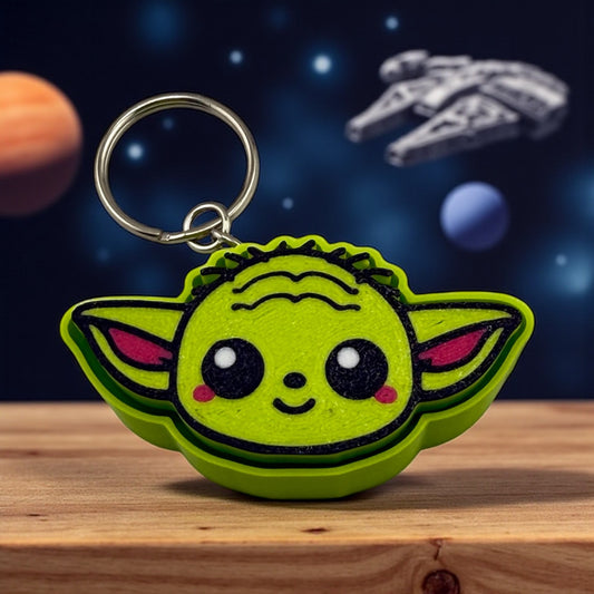 Kawaii Green Master Clicker Keychain – Cute Galaxy Alien Fidget Charm | Stress Relief Toy